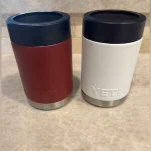 SET of 2 YETI Red and White Insulated Koozies